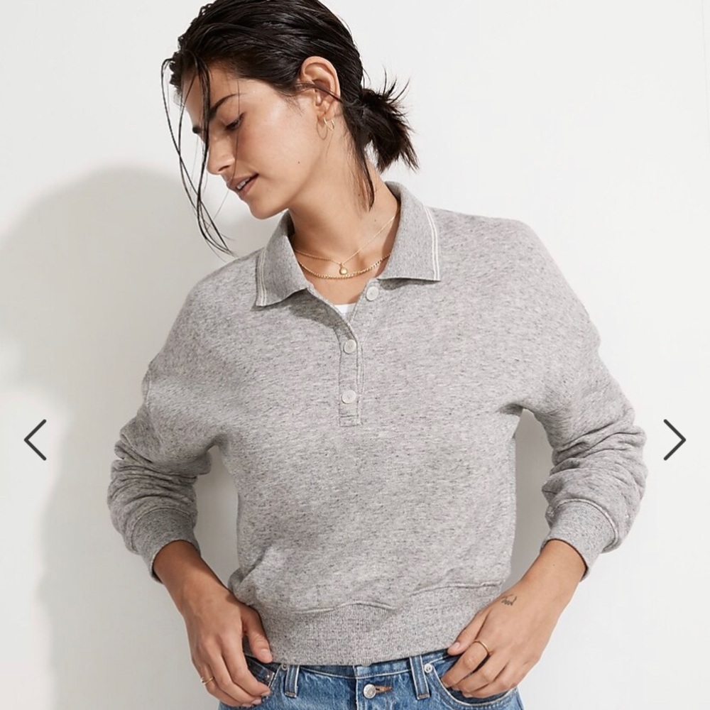 Madewell Betterterry Crop Polo Sweatshirt Small